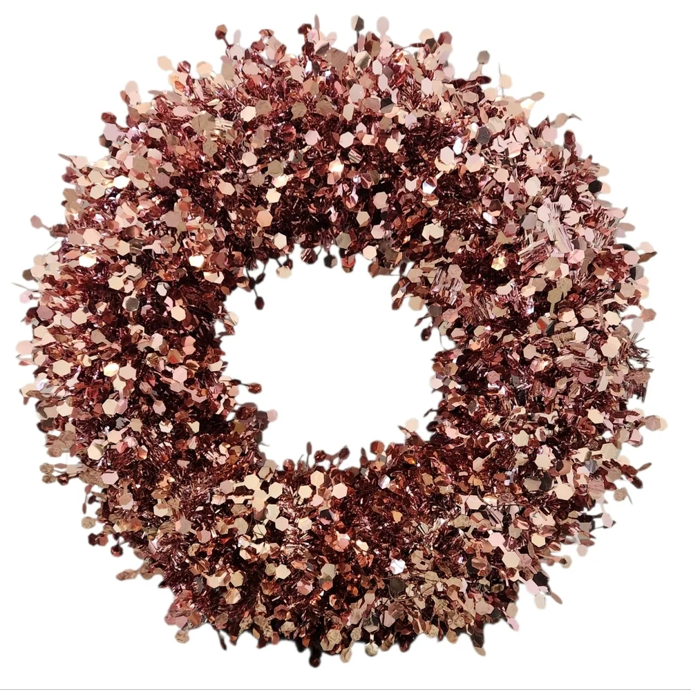 Festive Pink Tinsel Wreath 18
